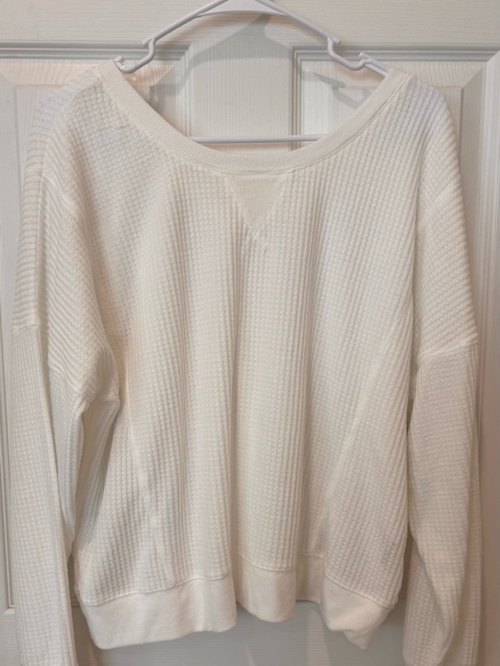 Aeropostale Ivory Waffle Knit Crewneck Sweatshirt